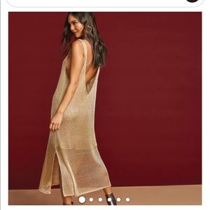 Harlan mesh double v midi dress